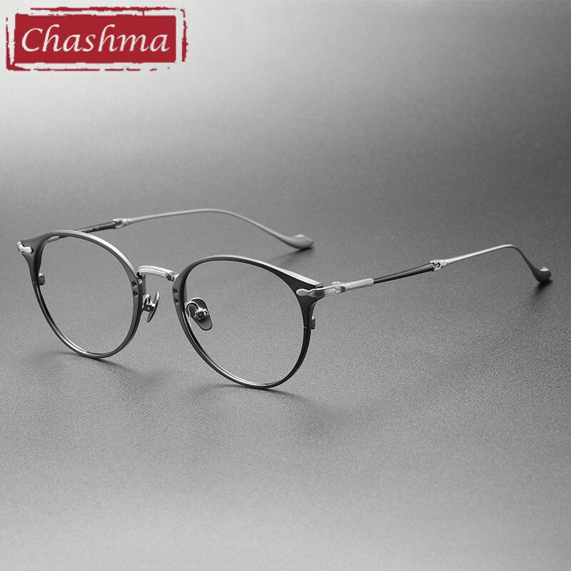 Chashma Ottica Unisex Full Rim Round Titanium Eyeglasses 3112 Full Rim Chashma Ottica Gray Silver  