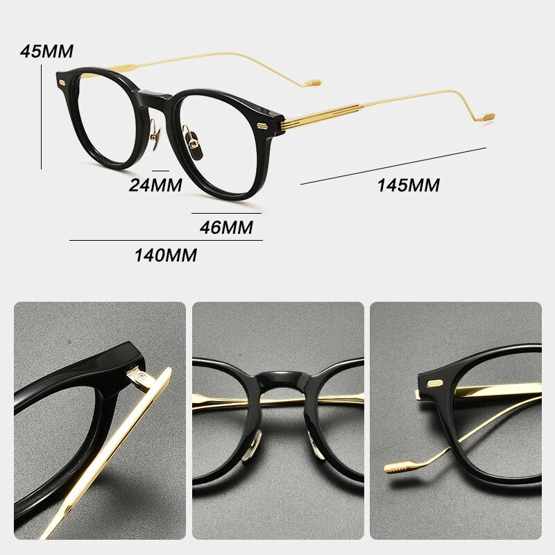 Gatenac Unisex Full Rim Square Round Titanium Acetate Eyeglasses Gxyj855 Full Rim Gatenac