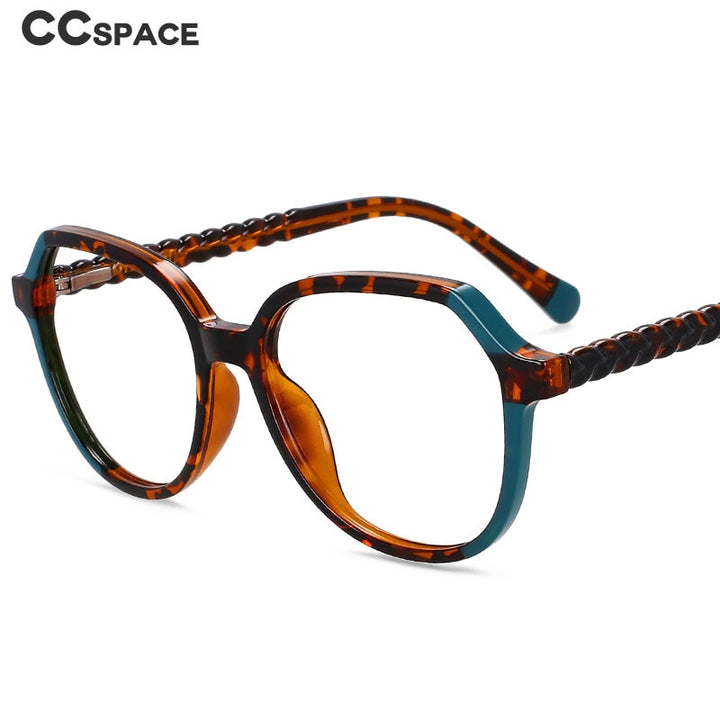 CCspace Unisex Full Rim Polygonal Tr 90 Titanium Eyeglasses 55708 Full Rim CCspace