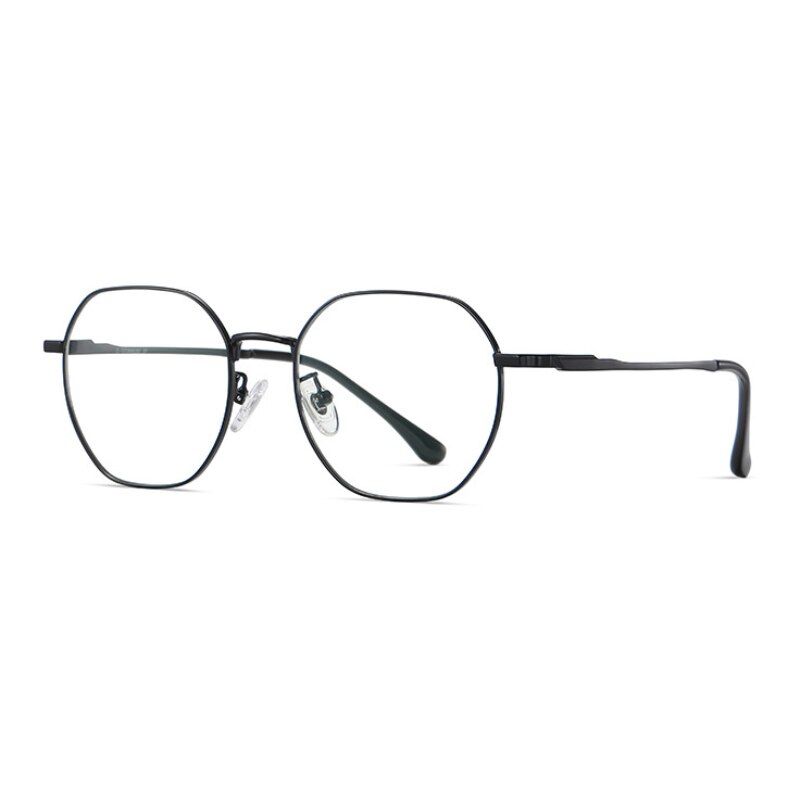 Hotony Women's Full Rim Polygonal Titanium Eyeglasses St6210 Full Rim Hotony black