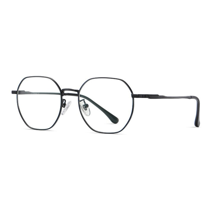 Hotony Women's Full Rim Polygonal Titanium Eyeglasses St6210 Full Rim Hotony black