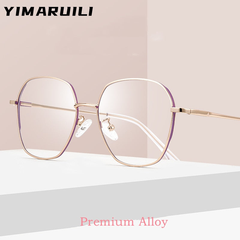 Yimaruili Unisex Full Rim Polygon Square Alloy Frame Eyeglasses AC011 Full Rim Yimaruili Eyeglasses