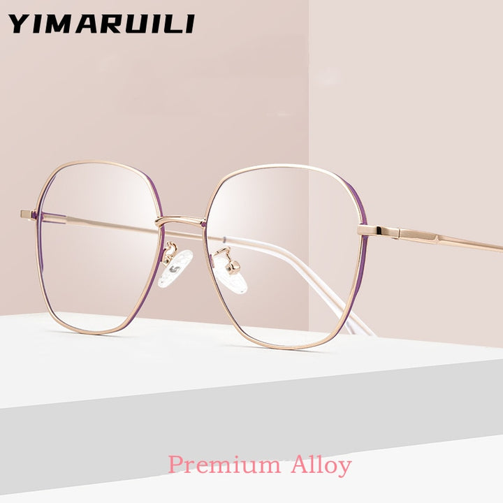 Yimaruili Unisex Full Rim Polygon Square Alloy Frame Eyeglasses AC011 Full Rim Yimaruili Eyeglasses