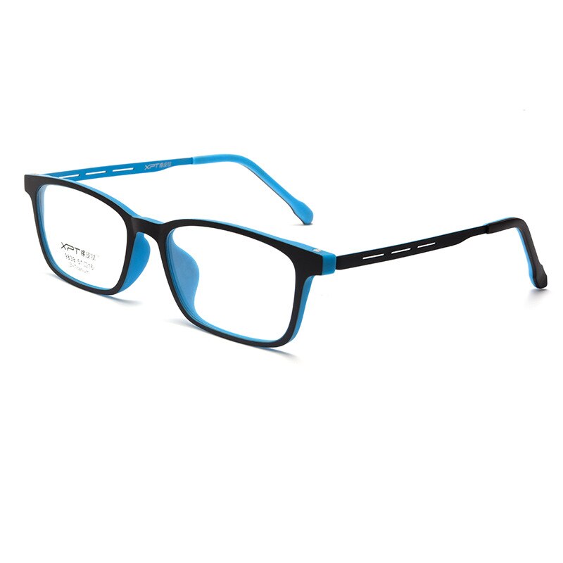 Yimaruili Unisex Full Rim Small Square Tr 90 Rubber Titanium Eyeglasses 9839XP Full Rim Yimaruili Eyeglasses Black Cyan