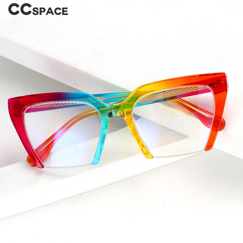 CCspace Women's Semi Rim Cat Eye Tr 90 Titanium Eyeglasses 55581 Semi Rim CCspace