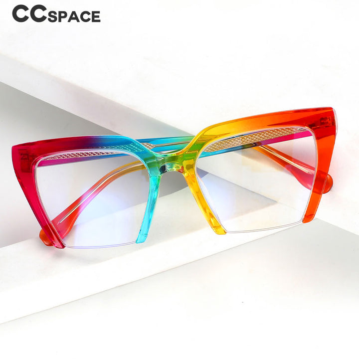 CCspace Women's Semi Rim Cat Eye Tr 90 Titanium Eyeglasses 55581 Semi Rim CCspace