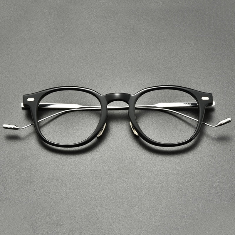 Gatenac Unisex Full Rim Square Round Titanium Acetate Eyeglasses Gxyj855 Full Rim Gatenac Black