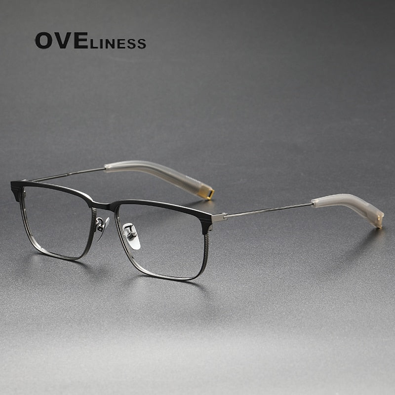 Oveliness Unisex Full Rim Square Acetate Titanium Eyeglasses Lsa104 Full Rim Oveliness black gun