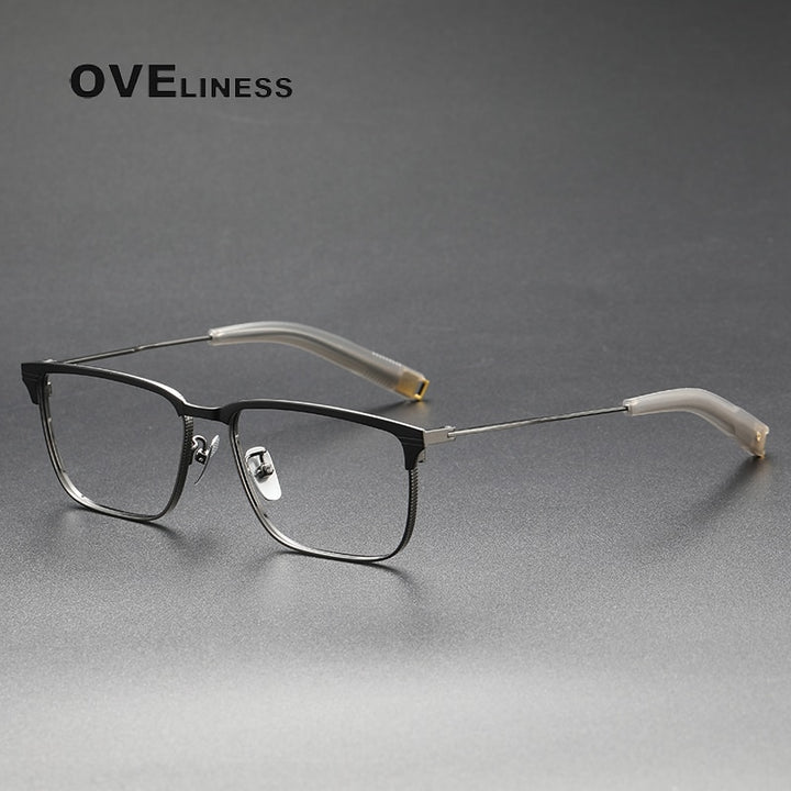 Oveliness Unisex Full Rim Square Acetate Titanium Eyeglasses Lsa104 Full Rim Oveliness black gun
