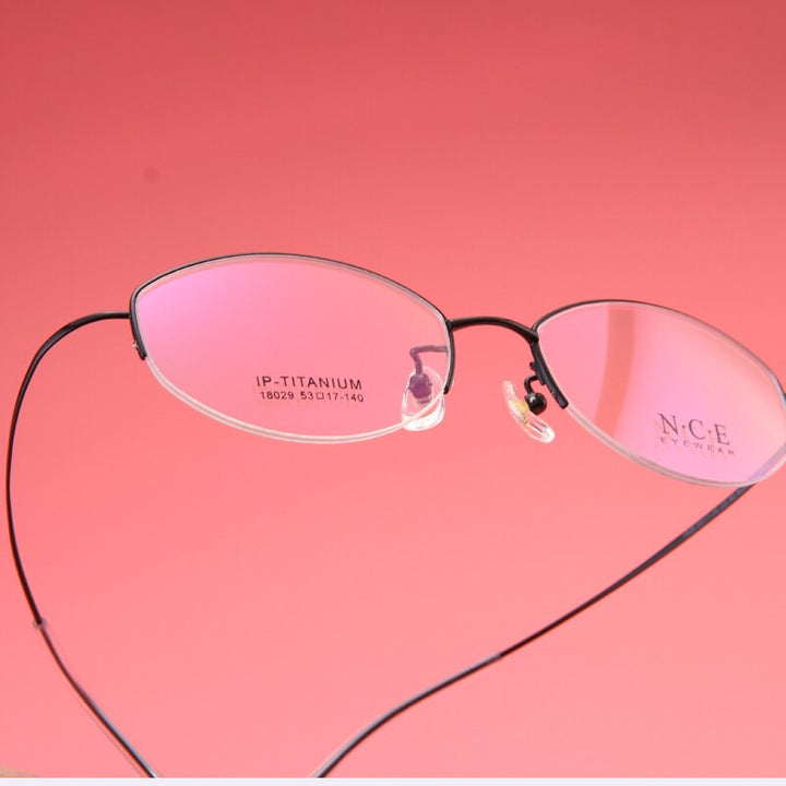 Bclear Women's Semi Rim Titanium Oval Eyeglasses Sc18029 Semi Rim Bclear