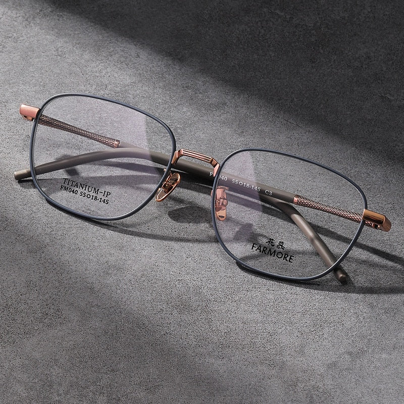 Reven Jate Unisex Full Rim Square Titanium Eyeglasses FM040 Full Rim Reven Jate
