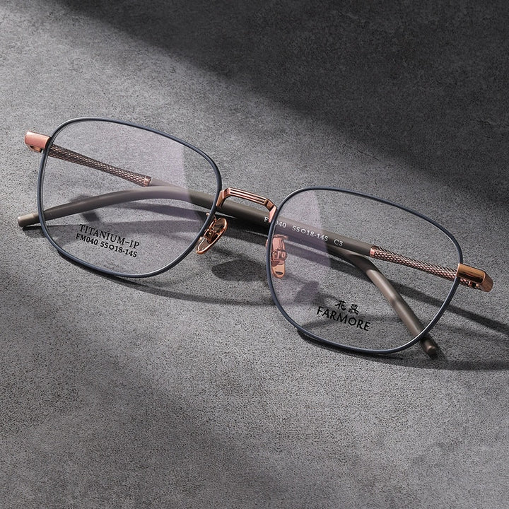 Reven Jate Unisex Full Rim Square Titanium Eyeglasses FM040 Full Rim Reven Jate