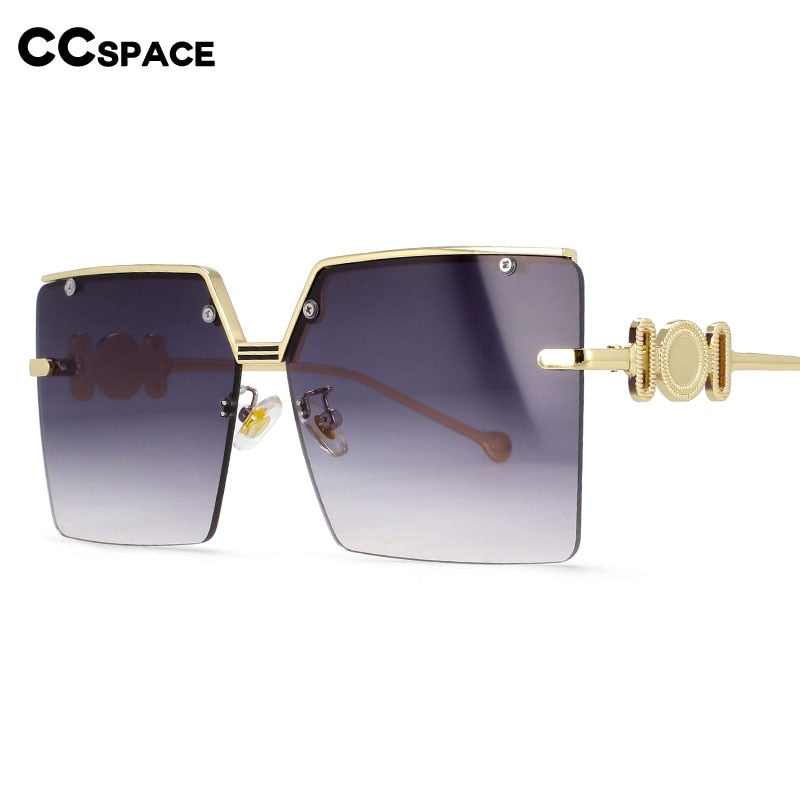 CCspace Women's Rimless Oversized Rectangle Alloy Frame Sunglasses 54213 Sunglasses CCspace Sunglasses