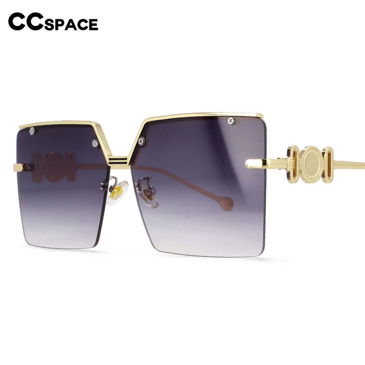 CCspace Women's Rimless Oversized Rectangle Alloy Frame Sunglasses 54213 Sunglasses CCspace Sunglasses