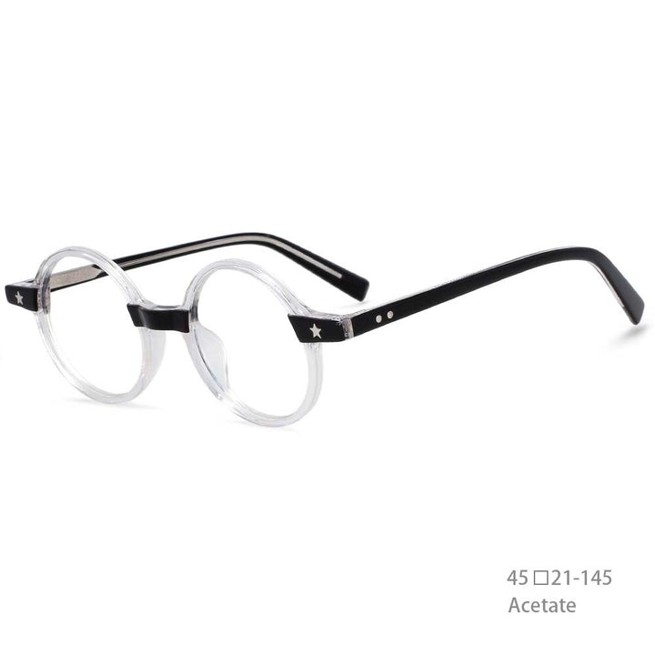 CCspace Unisex Full Rim Round Acetate Frame Eyeglasses 49424 Full Rim CCspace Clear Black China