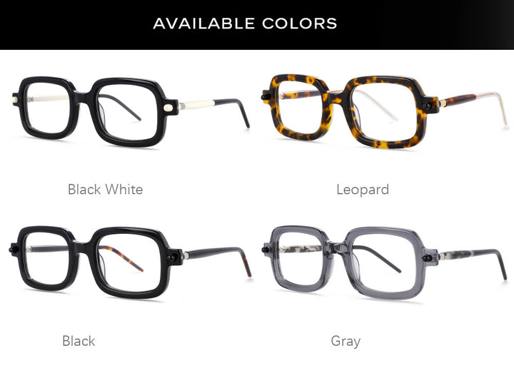 CCspace Unisex Full Rim Square Acetate Frame Eyeglasses 54163 Full Rim CCspace