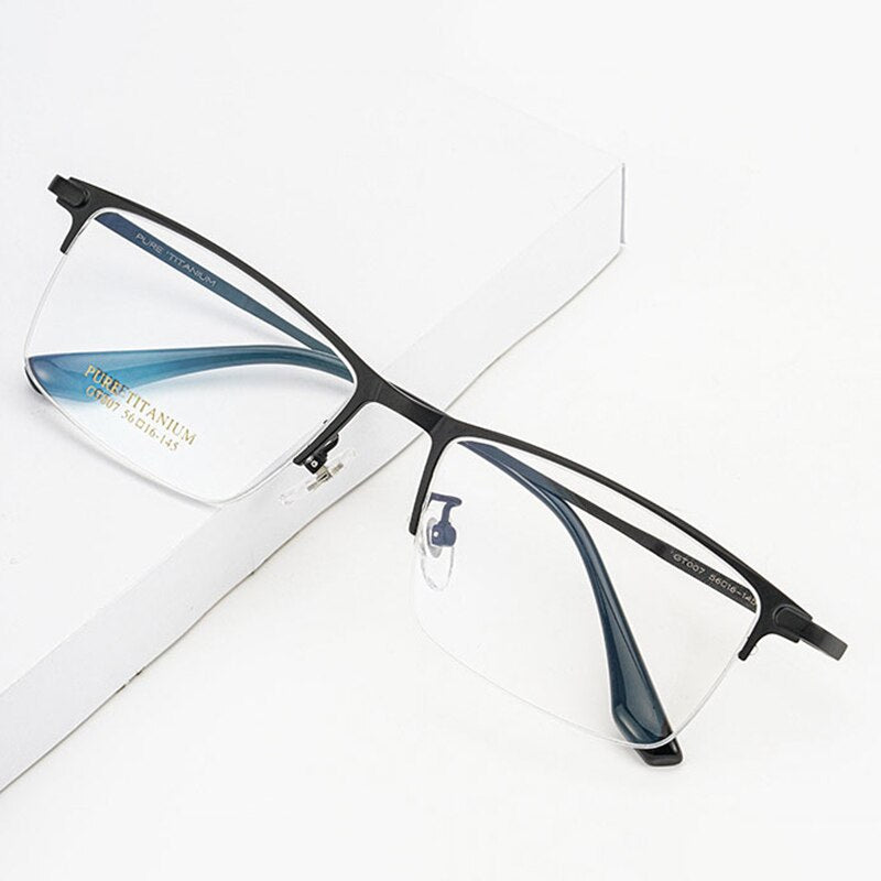 Handoer Unisex Semi Rim Square Titanium Eyeglasses Gt007 Semi Rim Handoer   