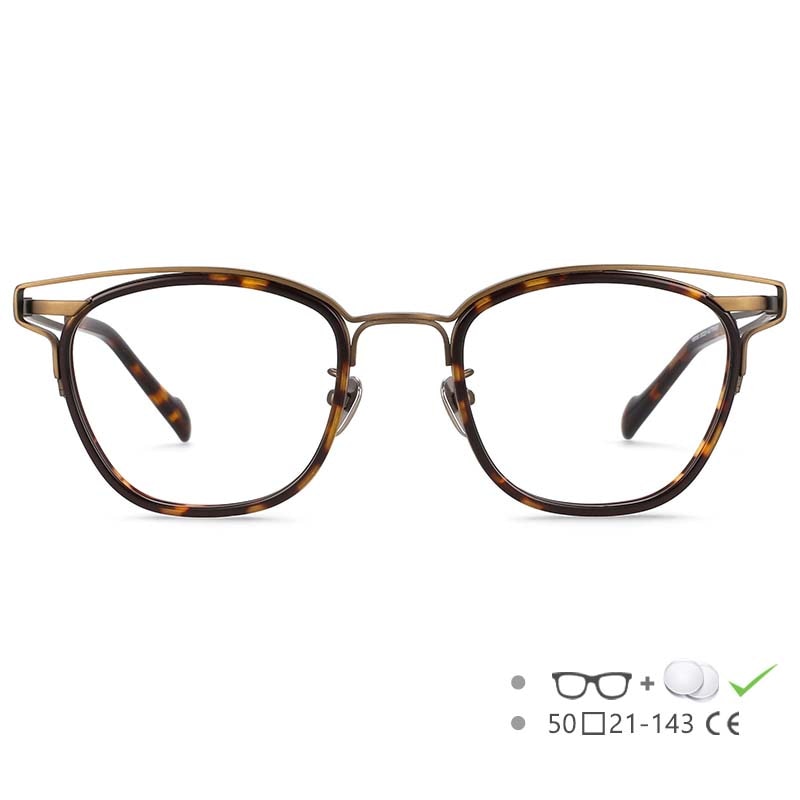 CCspace Unisex Full Rim Square Titanium Acetate Eyeglasses 55227 Full Rim CCspace Leopard China