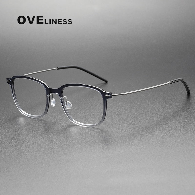 Oveliness Unisex Full Rim Square Acetate Titanium Eyeglasses 6510 Full Rim Oveliness