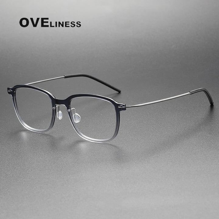 Oveliness Unisex Full Rim Square Acetate Titanium Eyeglasses 6510 Full Rim Oveliness