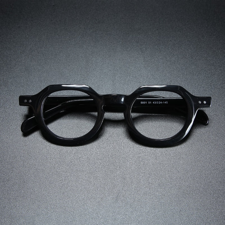 Gatenac Unisex Full Rim Round Square Acetate Eyeglasses Gxyj912 Full Rim Gatenac