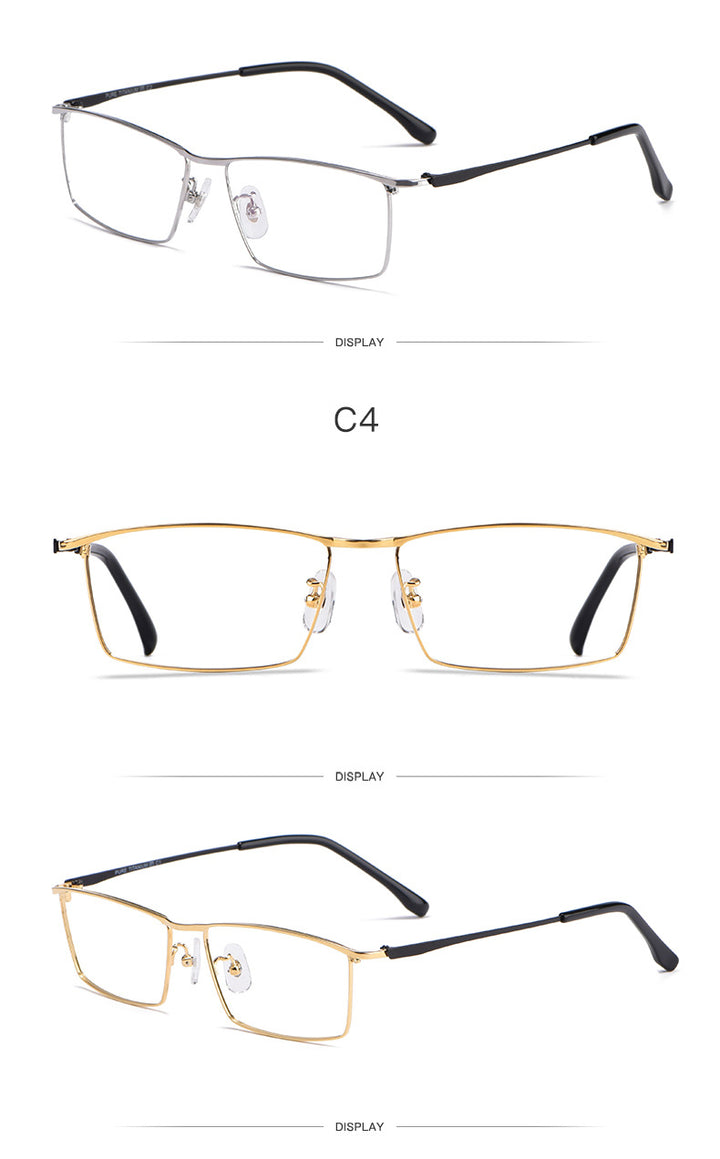 Hotochki Men's Full Rim Rectangle Titanium Alloy Frame Eyeglasses J85517 Full Rim Hotochki