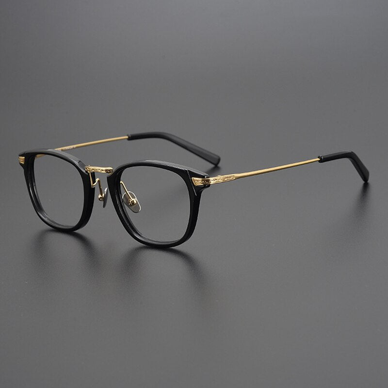 Gatenac Unisex Full Rim Square Tr 90 Titanium Eyeglasses Gxyj966 Full Rim Gatenac Black Gold