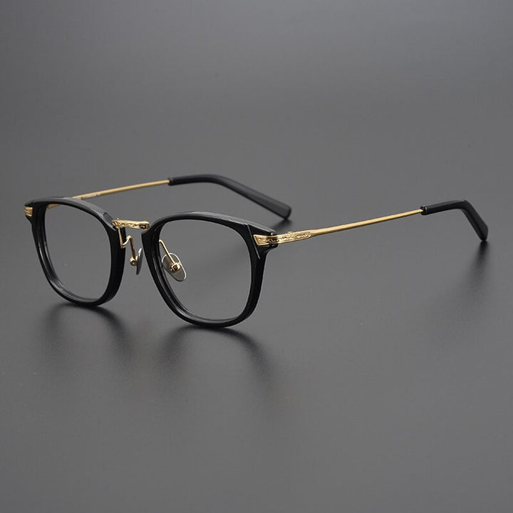 Gatenac Unisex Full Rim Square Tr 90 Titanium Eyeglasses Gxyj966 Full Rim Gatenac Black Gold
