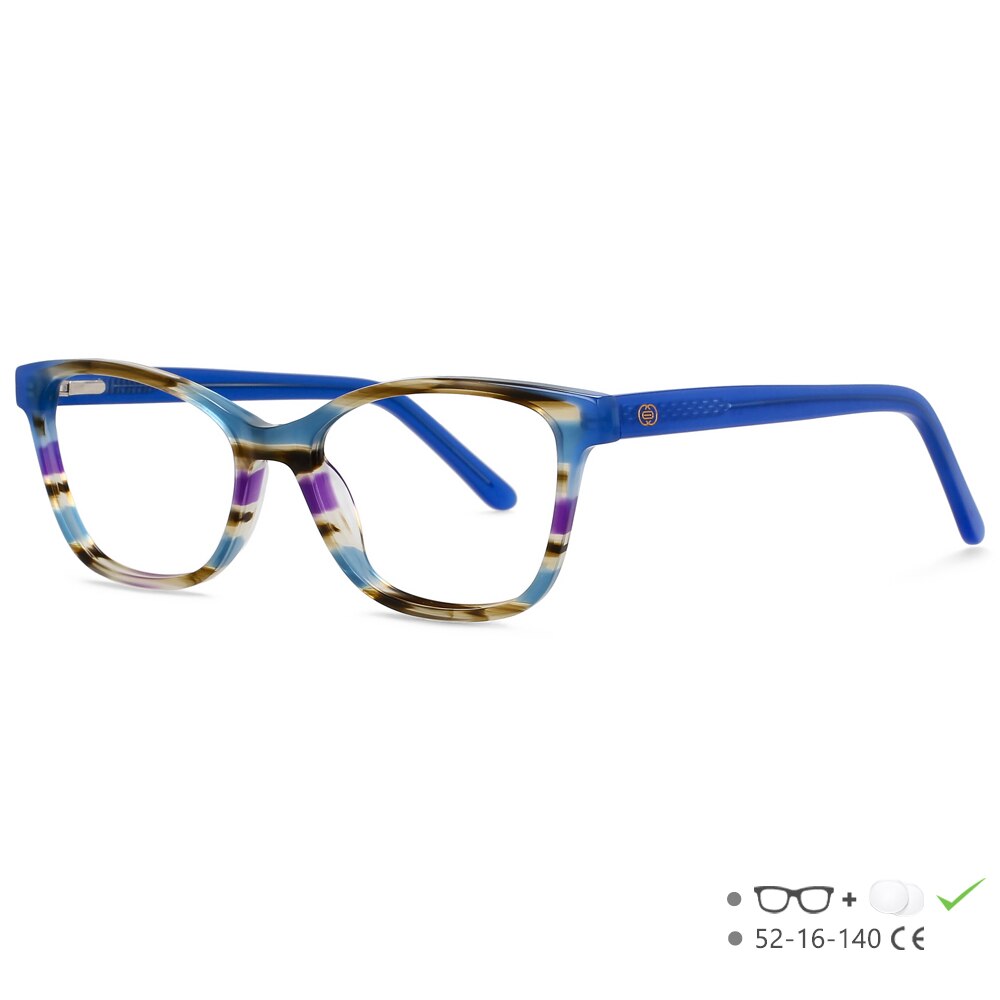 CCspace Unisex Full Rim Square Cat Eye Acetate Eyeglasses 55570 Full Rim CCspace Blue China