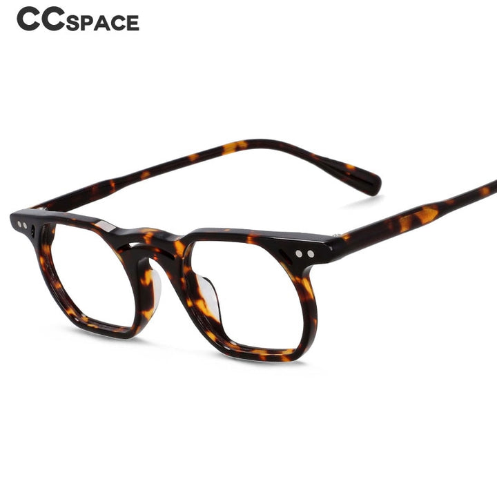 CCspace Unisex Full Rim Polygonal Round Acetate Double Bridge Frame Eyeglasses 54540 Full Rim CCspace