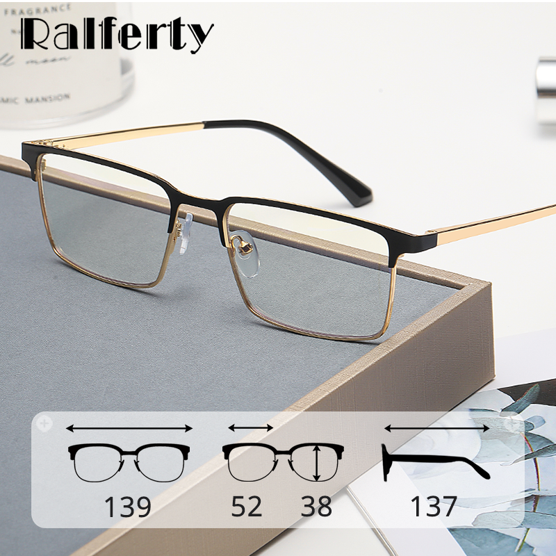 Ralferty Men's Full Rim Square Acetate Alloy Eyeglasses F95899 Full Rim Ralferty