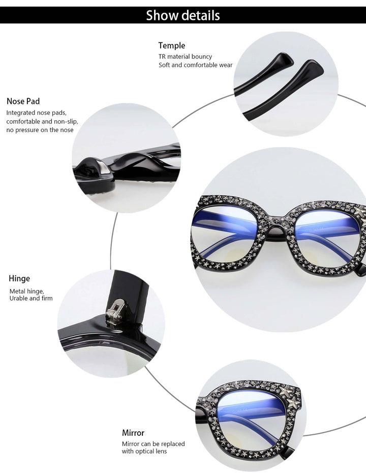 CCspace Women's Full Rim Square Acetate Eyeglasses Or Sunglasses 45261 Sunglasses CCspace