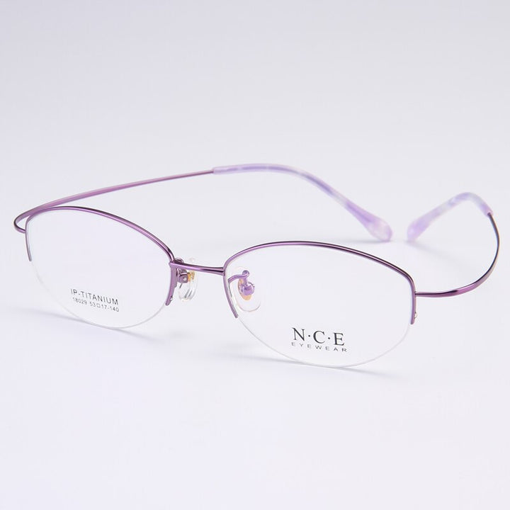 Bclear Women's Semi Rim Titanium Oval Eyeglasses Sc18029 Semi Rim Bclear