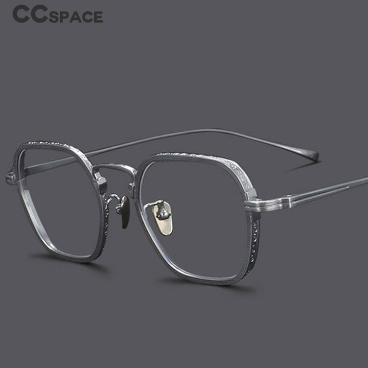 CCspace Unisex Full Rim Irregular Square Titanium Eyeglasses 54974 Full Rim CCspace