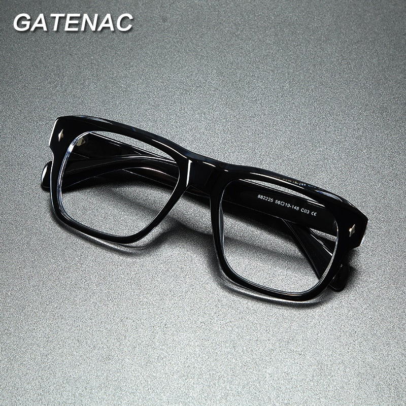 Gatenac Unisex Full Rim Square Acetate Eyeglasses Gxyj839 Full Rim Gatenac