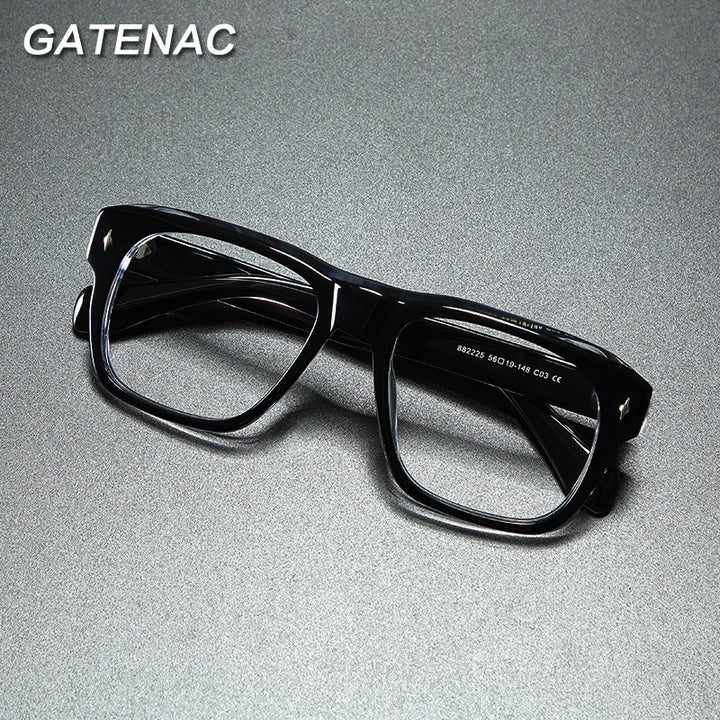 Gatenac Unisex Full Rim Square Acetate Eyeglasses Gxyj839 Full Rim Gatenac