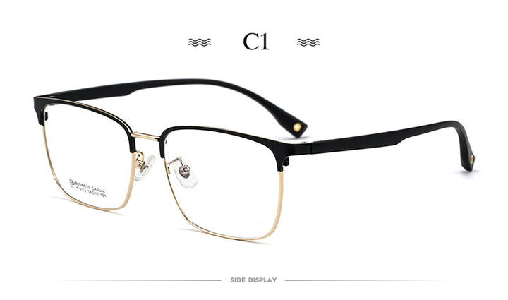 Hotochki Men's Full Rim Square Tr 90 Titanium Alloy Frame Eyeglasses K9112 Full Rim Hotochki