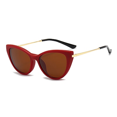 Ralferty Women's Full Rim Oval Cat Eye Acetate Eyeglasses With Clip On Sunglasses 2353 With Clip Ons Ralferty Red As picture