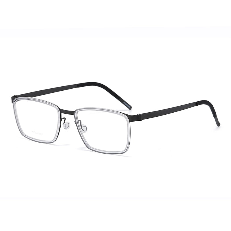 Reven Jate Unisex Full Rim Square Titanium Acetate Eyeglasses 9711 Full Rim Reven Jate transparent