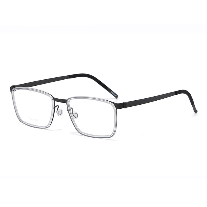 Reven Jate Unisex Full Rim Square Titanium Acetate Eyeglasses 9711 Full Rim Reven Jate transparent