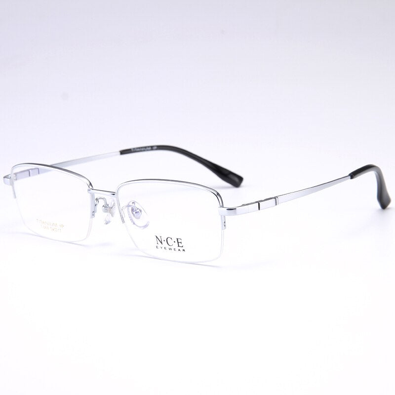 Bclear Men's Semi Rim Rectangle Titanium Frame Eyeglasses My008 Semi Rim Bclear Silver
