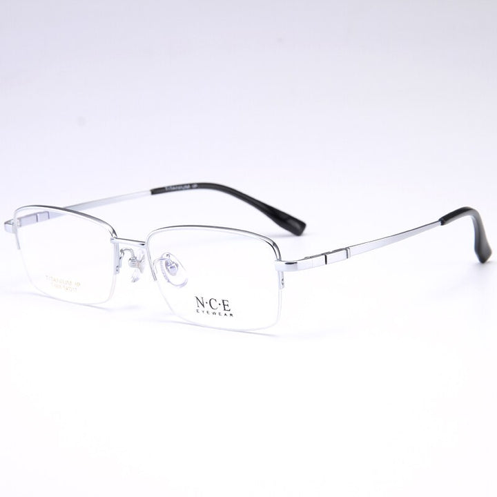 Bclear Men's Semi Rim Rectangle Titanium Frame Eyeglasses My008 Semi Rim Bclear Silver
