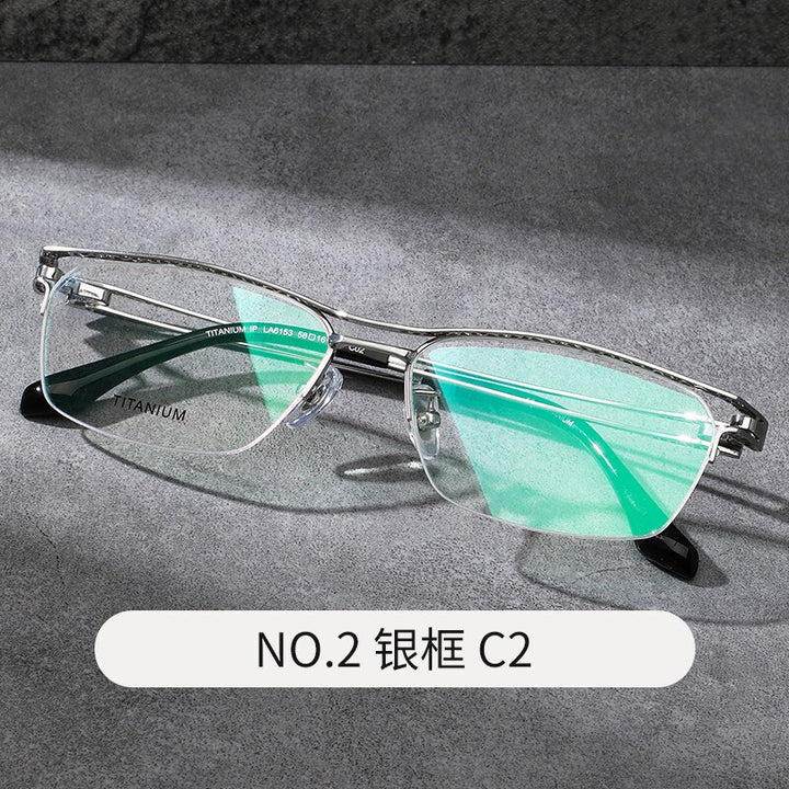 Reven Jate Men's Semi Rim Irregular Square Titanium Eyeglasses LA6153 Semi Rim Reven Jate C2