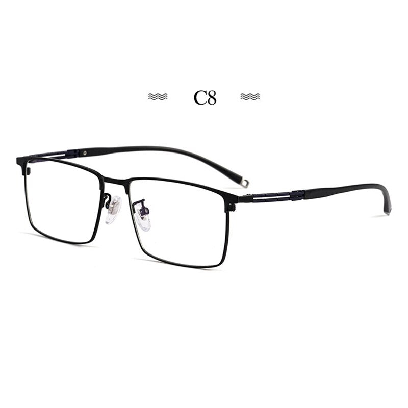 Hotochki Men's Full Rim Square Tr 90 Titanium Frame Eyeglasses T8607t Full Rim Hotochki C8