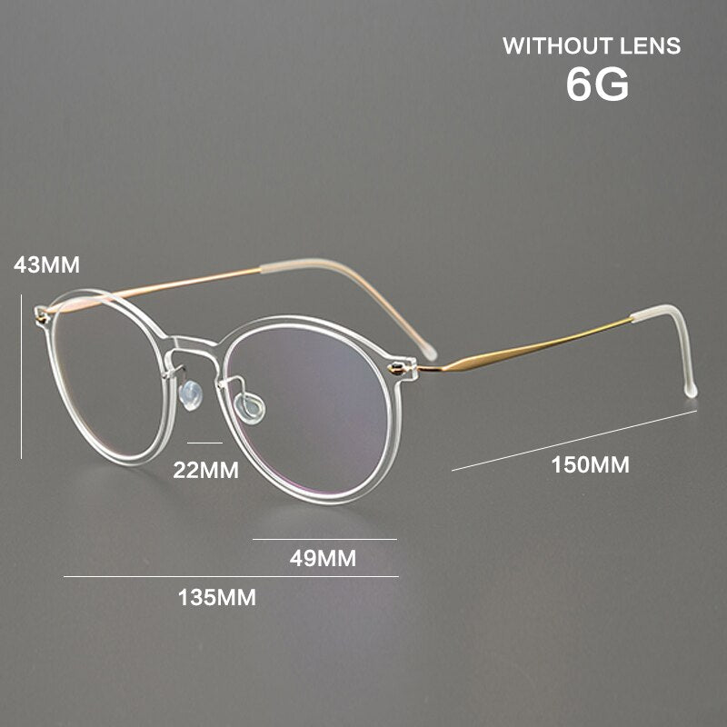 Gatenac Unisex Full Rim Round Titanium Eyeglasses Gxyj955 Full Rim Gatenac