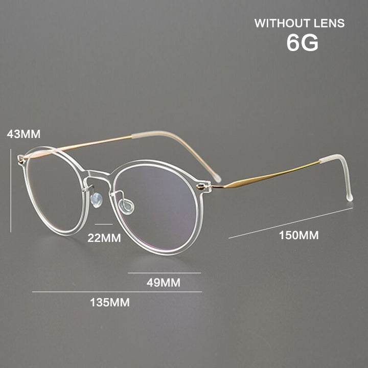 Gatenac Unisex Full Rim Round Titanium Eyeglasses Gxyj955 Full Rim Gatenac