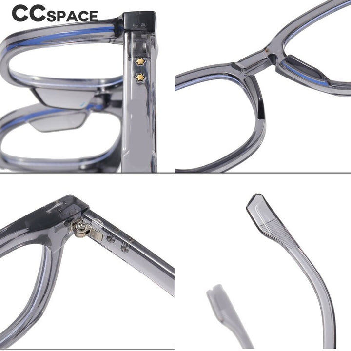 CCspace Unisex Full Rim Square Acetate Eyeglasses 55547 Full Rim CCspace
