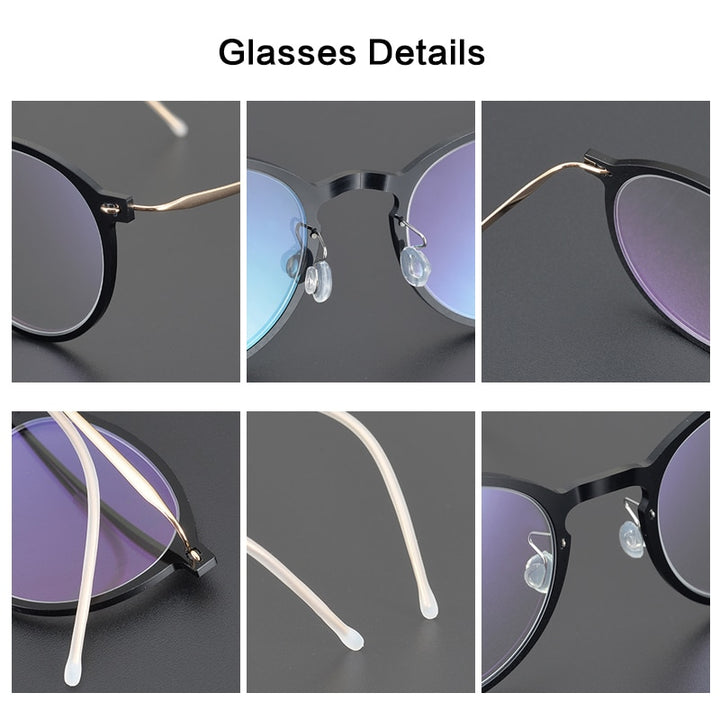Gatenac Unisex Full Rim Round Titanium Eyeglasses Gxyj955 Full Rim Gatenac