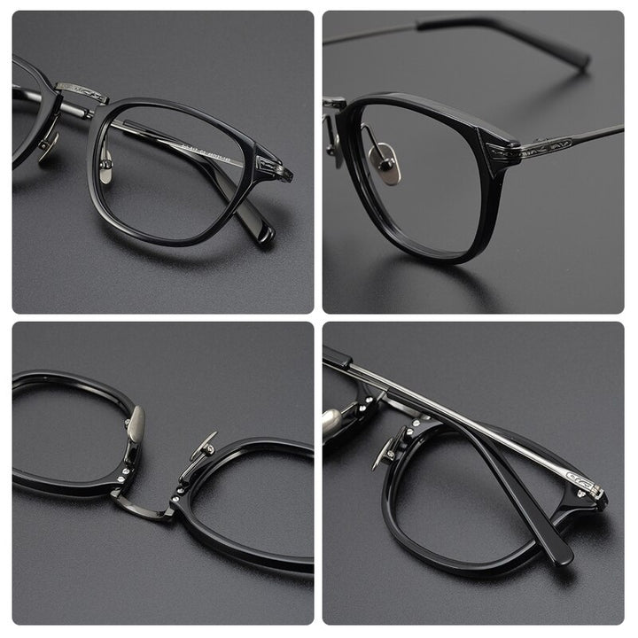 Gatenac Unisex Full Rim Square Tr 90 Titanium Eyeglasses Gxyj966 Full Rim Gatenac