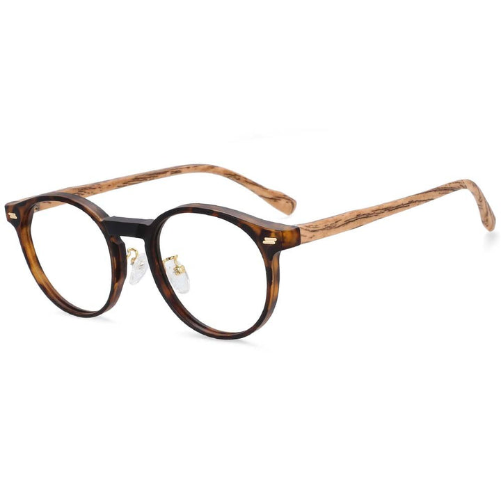 CCspace Unisex Full Rim Round Tr 90 Titanium Frame Eyeglasses 54314 Full Rim CCspace China Leopard